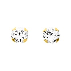 Boucles d'oreilles clous Carador en or jaune 750/000 et oxyde de zirconium 5mm serti 4 griffes