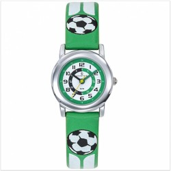 Montre Certus Junior bracelet cuir vert avec ballons de foot