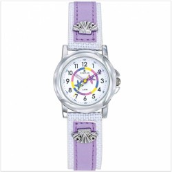 Montre Certus Junior bracelet imitation cuir violet avec coquillages