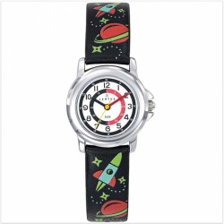 Montre Certus Junior bracelet cuir noir motifs fusées