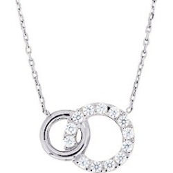 Collier femme CARADOR en or blanc 750/000 et oxydes de zirconium motif cercles entrelacés