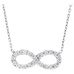 Collier femme CARADOR en or blanc 750/000 et oxydes de zirconium motif infini