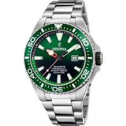 Montre Festina Homme Miyota acier argenté lunette et fond de cadran vert