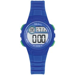 Montre Tekday Enfant digital silicone bleu boutons vert