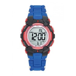 Montre Tekday Enfant digital silicone bleu boîtier rouge et noir