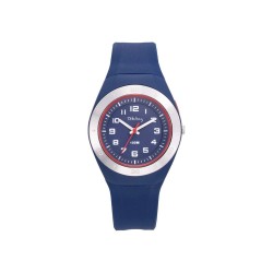 Montre Tekday Enfant silicone bleu fond bleu contour de cadran rouge