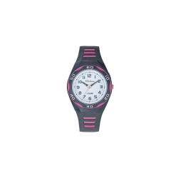 Montre Tekday Enfant silicone gris et rose fond de cadran blanc