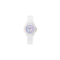 Montre Tekday Enfant silicone blanc cadran violet simplifié pour la lecture