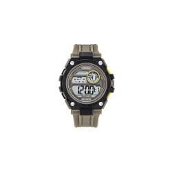 Montre Tekday Homme digital silicone gris éléments jaune