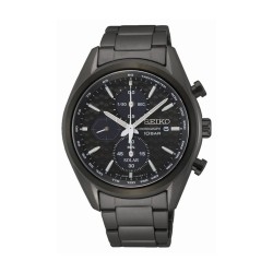 Montre Homme Seiko bracelet acier noir cadran noir