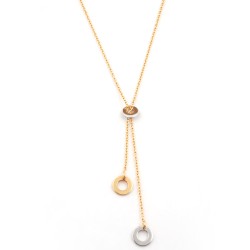 Collier Femme Carador minimaliste mini cercles or bicolore 375/000