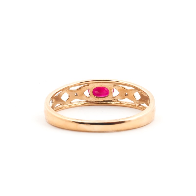 Bague Carador dentelle deux ors 375/000 et rubis