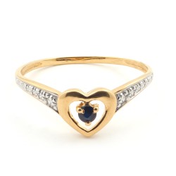 Bague Carador Femme Or Jaune 375/000 Coeur et saphir