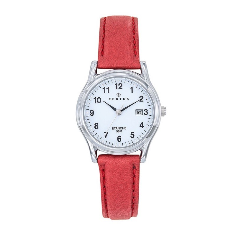 Montre analogique Certus bracelet cuir rouge