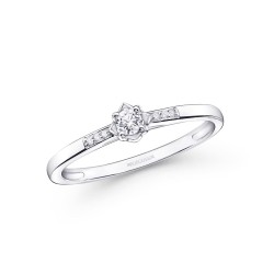 BAGUE FEMME MAUBOUSSIN OR BLANC 750/000 ET DIAMANT "MA REINE D'AMOUR" N°1