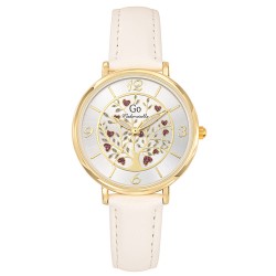 Montre Go femme bracelet cuir blanc arbre de vie