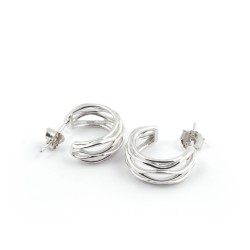 Boucles d'oreilles femme demi créole en argent