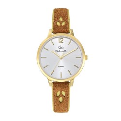 Montre Go Femme Acier Doré Cuir Marron