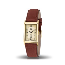 Montre Lip T18 bracelet cuir marron fond doré