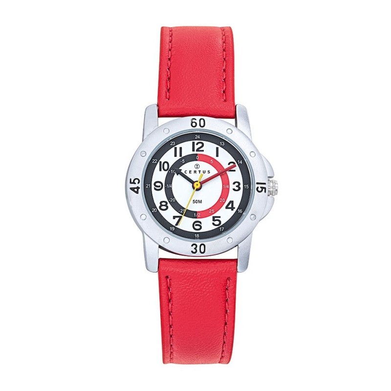 Montre analogique Certus Junior bracelet cuir rouge