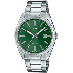 Montre Casio acier argenté fond vert avec dateur