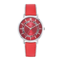 Montre Go femme bracelet cuir rouge