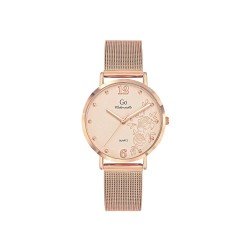 Montre Go femme  bracelet Acier doré rose milanais