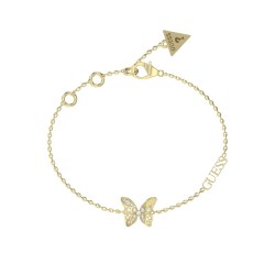 Bracelet Chrysalis Femme Guess en acier doré papillon pavé de zircons