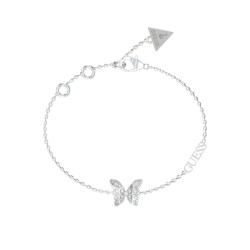 Bracelet Chrysalis Femme Guess en acier argenté papillon pavé de zircons