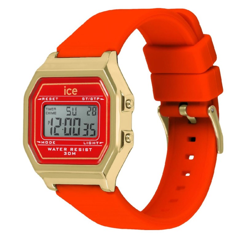 Montre Numérique Ice Watch Collection Ice Digit Retro Bracelet Silicone Rouge