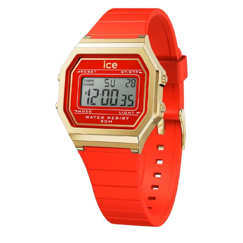 Montre Numérique Ice Watch Collection Ice Digit Retro Bracelet Silicone Rouge