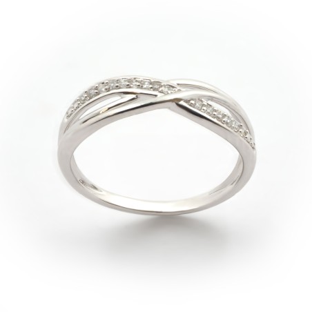 Bague triple liens croisés Carador en or blanc 375/000 et diamants