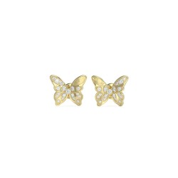 Boucle d'oreilles Guess Chrysalis en acier doré rhodié pavé de zircons