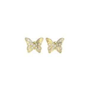 Boucles D'oreilles Puces CAMILLE & LUCIE - Forme Fleur Zircon - Métal Rhodié - Occasion