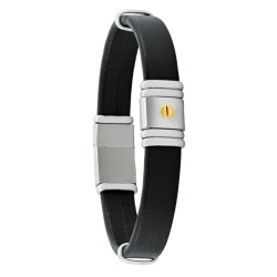 Bracelet homme Jourdan - Antonio - en acier avec vis en or et cuire noir