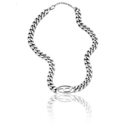 Collier Homme Diesel en acier avec motif "D" maille gourmette