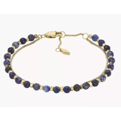 Bracelet  Femme All Stacked Up en acier doré et lapis-lazuli bleu