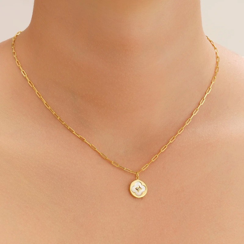 Collier Charles Garnier collection Légende trèfle argent doré