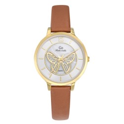 Montre Femme Go Girl Only bracelet simili cuir marron cadran nacre et motif papillon