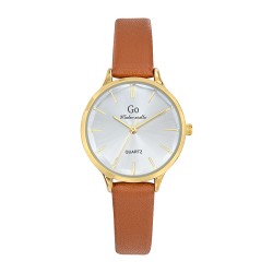 Montre Femme Go Girl Only bracelet simili cuir marron et boitier doré