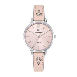 Montre Go Femme bracelet cuir rose et gris