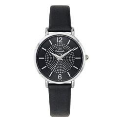 Montre Femme Go Girl Only boitier argenté et bracelet cuir noir