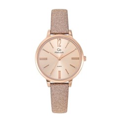 Montre Femme Go Girl Only boitier rose gold et bracelet cuir rose brillant