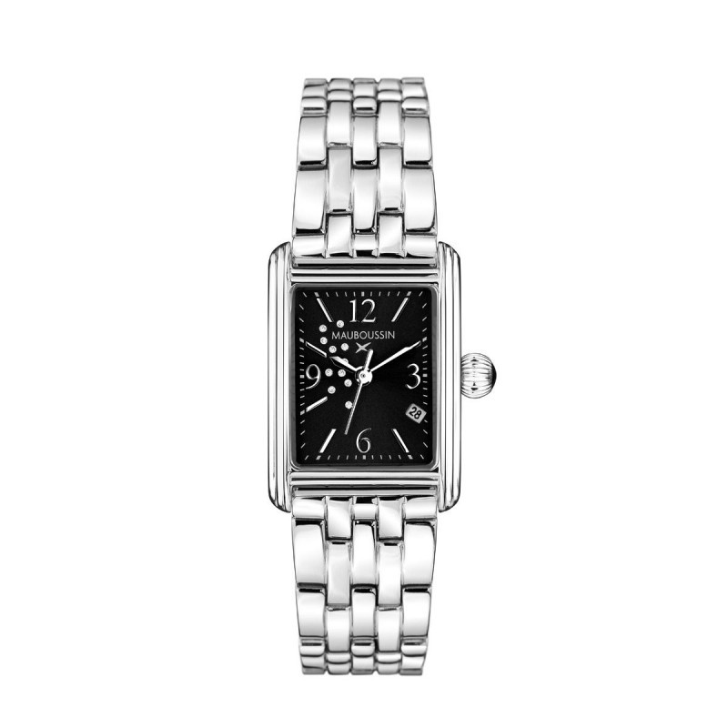 Montre Rue Colette Femme Mauboussin en acier avec diamants et bracelet en acier poli et brossé