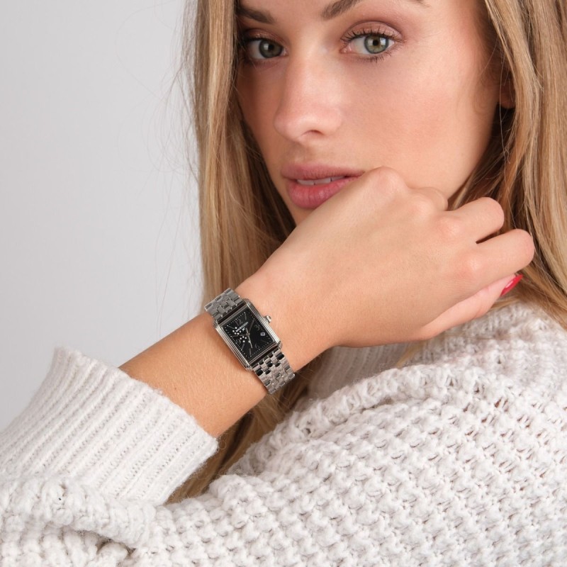 Montre Rue Colette Femme Mauboussin en acier avec diamants et bracelet en acier poli et brossé