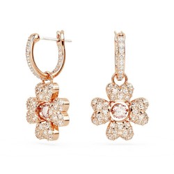 BOUCLES D OREILLES FEMME SWAROVSKI IDYLLIA METAL DORE ROSE CRISTAUX BICOLORES