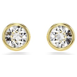 BOUCLES D OREILLES FEMME SWAROVSKI IMBER METAL DORE CRISTAUX BLANCS