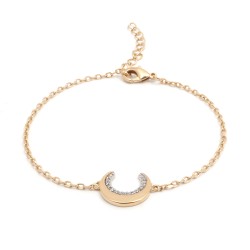 Bracelet fantaisie femme carador en plaqué or avec oxydes de zirconium modèle croissant de lune