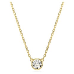 COLLIER FEMME SWAROVSKI IMBER METAL DORE CRISTAUX BLANCS