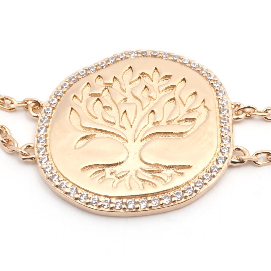 Bracelet Acier Inoxydable Rond - Motif Arbre De Vie Et Boule - Neuf Sans Emballage